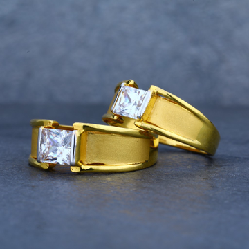 Exclusive solitaire couple engagement gold ring-cr...