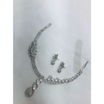 92.5 Sterling Silver Hollow Half Necklace Set Ms-2... by 