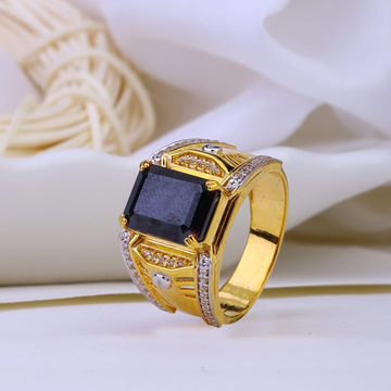 916 gold black colour stone and cz diamond gents r... by 