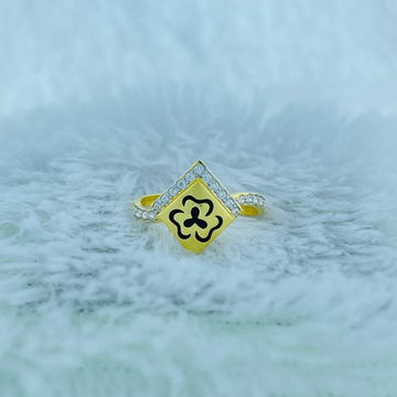 916 gold black flower design ring by 