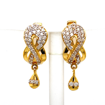 22k Yellow Gold CZ  Royal Bali Earrings by 
