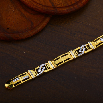Mens 22K Gold Fancy Cz Bracelet-MPB43