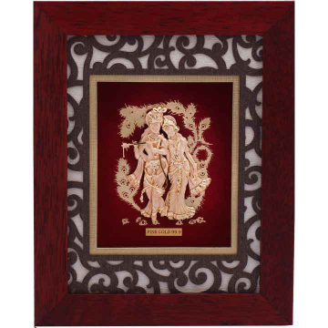 Beautiful Radha Krishna Frame In 24K Gold Foil MGA...