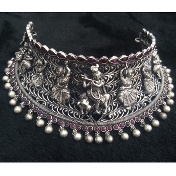 925 pure silver temple choker in antique polish pO... by 