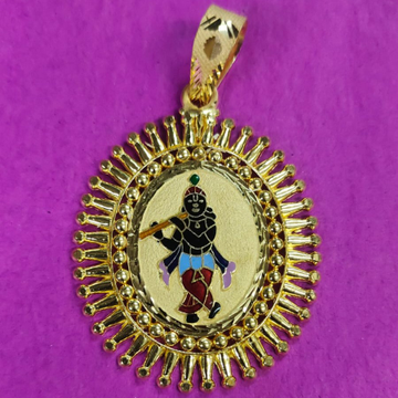 916 Gold Oval Shape Krishna Pendant by Saurabh Aricutting