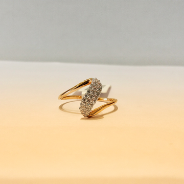 18k Rose Gold Diamond Crooked Design Ladies Ring by Pratima Jewellers