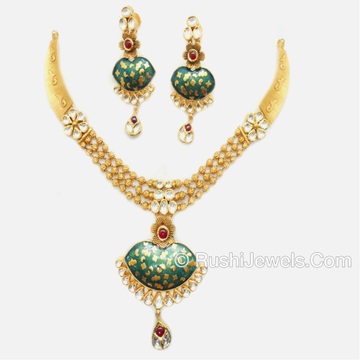 916 Gold Modern Jadtar Necklace Set