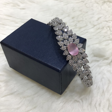 Silver Forming Pink Stone Bracelet by 