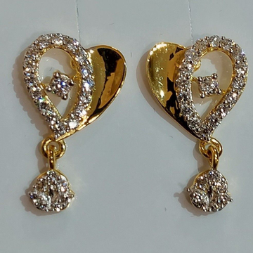 22K Gold Heart Shape Latkan Earring by Madhav Jewellers (TankaraWala)