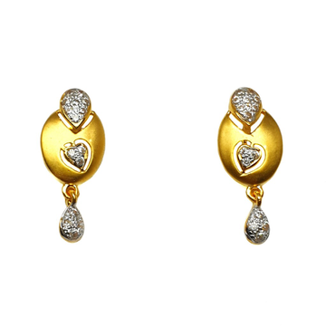 22K Gold Heart Shaped Matte Finish Earrings MGA -...