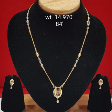 22k gold oval shape design Necklace set by Panna Jewellers