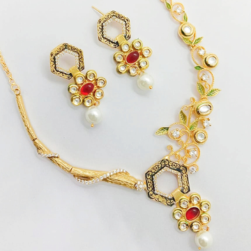Pure silver kundan necklace for ladies with a pair... by 