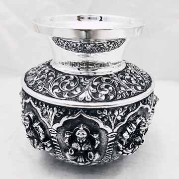Pure Silver AshtLaxmi Kalash In High Rise Carvings... by 