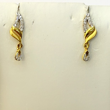 22k 916 gold plan cz casting earrings by Shree Godavari Gold Palace