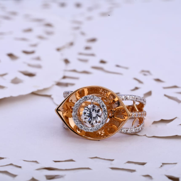 750 Rose Gold Cz Hallmark Delicate Ladies Ring RLR...