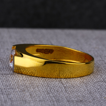 Buy Pure Gold Plated Impon Single White Stone Finger Ring Design for Men