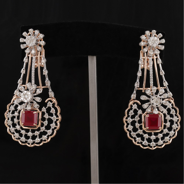 18kt rose gold red stone diamond fancy earrings by 