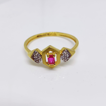 22k gold Elegant red color stone ladies CZ ring by 