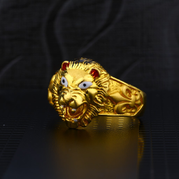 Exclusive Mens Lion Design Plain Gold Ring-MPR09