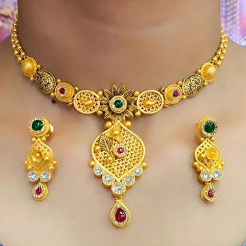 91.6 gold antique Design necklace by 