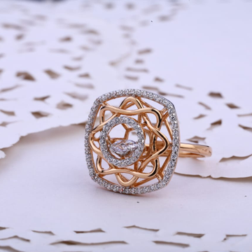 750 Rose Gold Stylish Ladies Ring RLR782