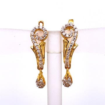 22k Yellow Gold CZ Dazzling Bali Earrings by 