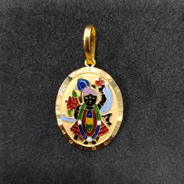 916 Gold Shreenathji Minakari Pendant