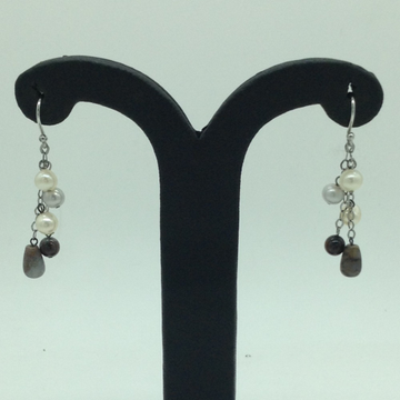 Pearl Semi Stone Silver Ear Hangings JER0118