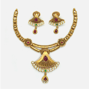 916 Gold Antique Bridal Necklace Set RHJ-4944