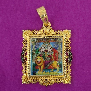 916 Gold Fancy Printed Chamunda Ma Pendant by Saurabh Aricutting