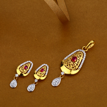 916 Gold Cz Hallmark Stylish Pendant Set FPS07