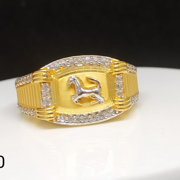 916 Gold Cz Gents Ring by 