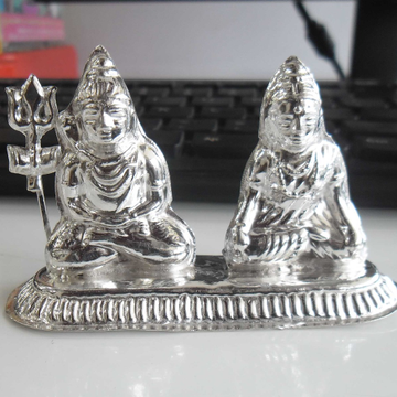 Silver Triloki Nath Shiv Sambhu With Maa Parvati M... by 