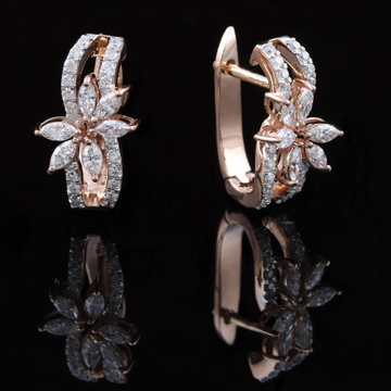 18kt rose gold flower shaped diamond bali earrings by 
