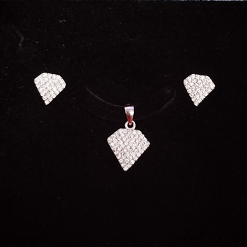 92.5 Silver Crystal Open Heart Pendant Set by 