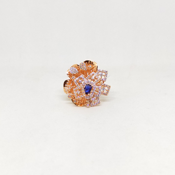 Rose gold cz stone fancy ring by Rajasthan Jewellers Private Limited