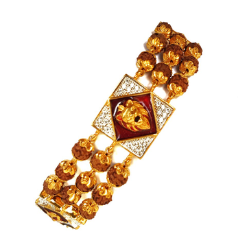 One gram gold forming 3 line rudraksh gents bracel...