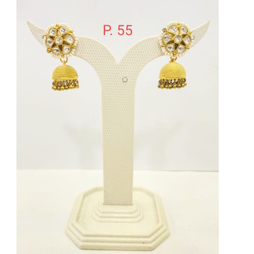 Gold Plated Kundan Jhumka Earring With Hanging Mot...