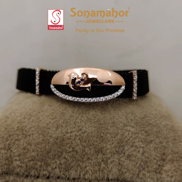 18 CRT Rose gold Men's leatherBracelet by Sonamahor Jewellers