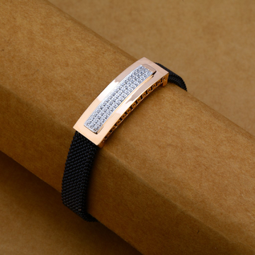 Mens Rose Gold Leather Bracelet-MLB74
