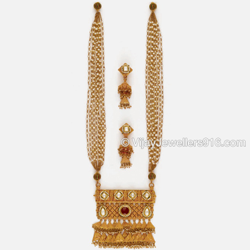 916 Gold Indian Long Necklace Set by 