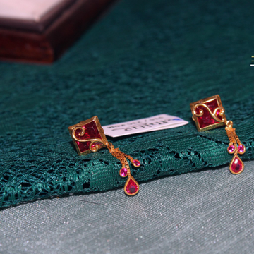 916 Hallmarked Single Stone Earring by Simandhar Jewellers
