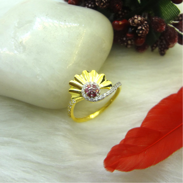 916 gold cz diamond flower shape ladies ring