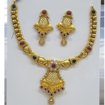 22k gold kundan flower design nacklace set by Panna Jewellers
