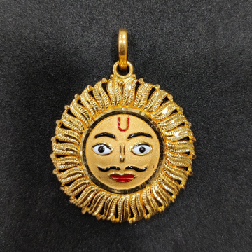 916 Gold Fancy Gent's Surya Minakari Pendant