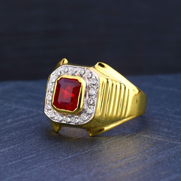 22K Gold Red Stone Ring by R.B. Ornament