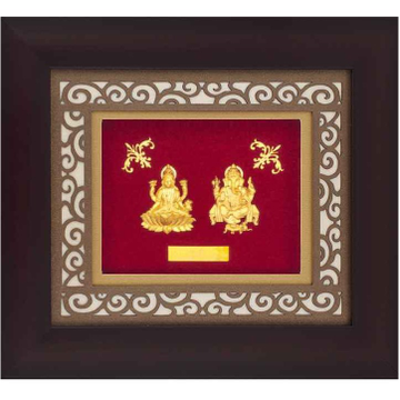 Laxmi ganeshji carving frame in 24k gold mga-age02...