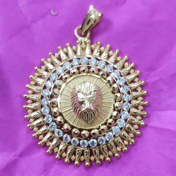 gold fancy gent's lion face pendant