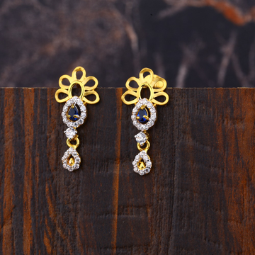 Ladies 22K Gold Fancy Earrings Diamond -LFE175