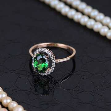 Green Solitaire with cz ladies ring by 